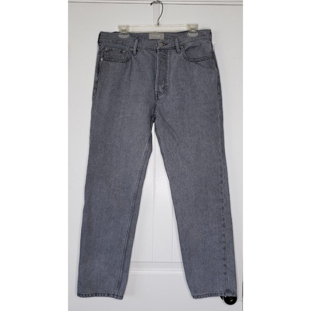Everlane Relaxed Straight Leg Jean Womens 29 Long Gray Organic Cotton Button Fly